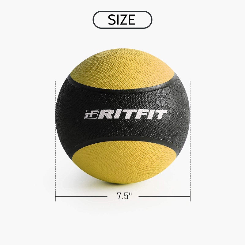 RitFit Weighted Medicine Ball - Non-Slip Rubber Shell & Dual Texture Grip - Workout Exercise Ball for Core Strength, Balance Training, Coordination Fitness - Multiple Weights & Colors - Image 3